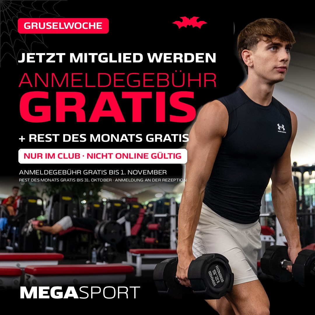 Gruselwoche: im Club Mitglied werden, Anmeldegebühr gratis bis 1. November und Rest des Monats gratis bis 31. Oktober. Nur im Club, nicht online gültig